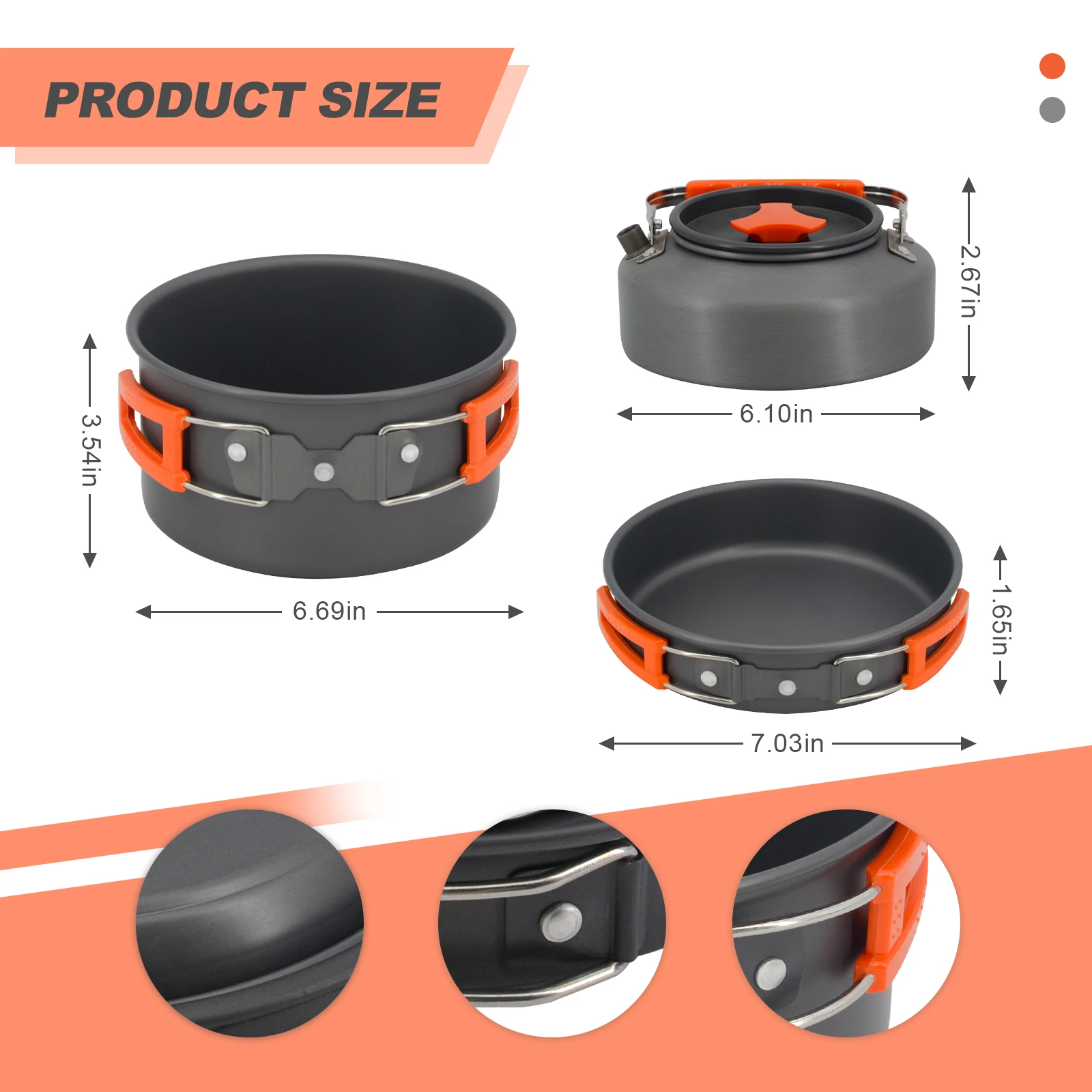 Portable All-in-one Camping Cookware Set Nonstick Aluminum Alloy Outdoor Pot Pan Kettle Kit for Hiking Backpacking Picnic