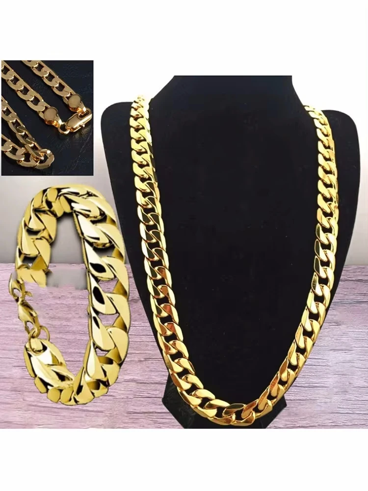 Oferta especial, collares de oro de 18 quilates, sello 925, color plata, cadena lateral clásica de 8MM50CM para hombres y mujeres, joyería fina para fiesta de boda