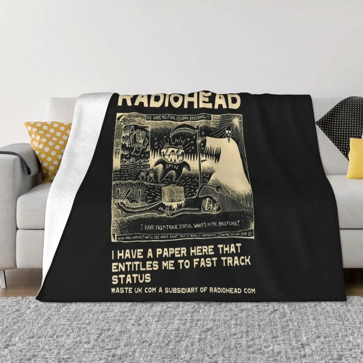 W A S T E Radiohead 2001 I Ten Ho Paper Uk Medium Size Spin Boy Low Price 3D Man Geek Throw Blanket