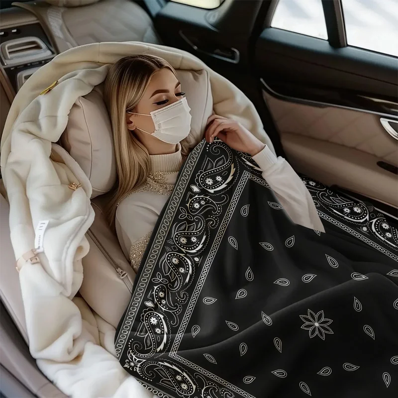 Bohemian Style Boho Bandana Sofa Blankets for Beds Super Soft Warm Blanket Cover Flannel Throw Blanket Flannel Blanket Home Gift