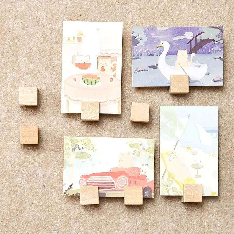 10Pcs Square Wooden Snap Button Pin With Slot For Cork Board Photo Display Decorative Push Pins For Easy Installation