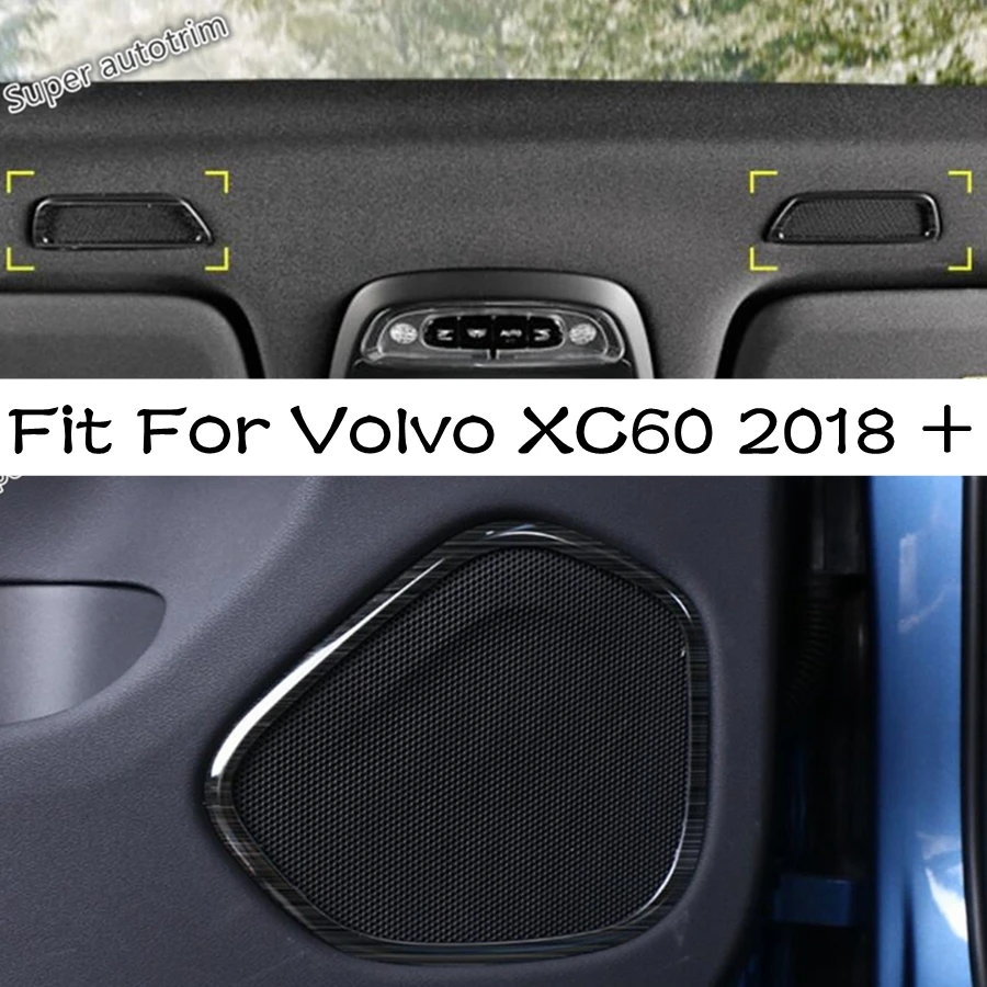 Car Roof Microphone / Side Door Speaker Audio Sound Frame Cover Trim Stainless Steel Accessories Fit For Volvo XC60 2018 - 2024