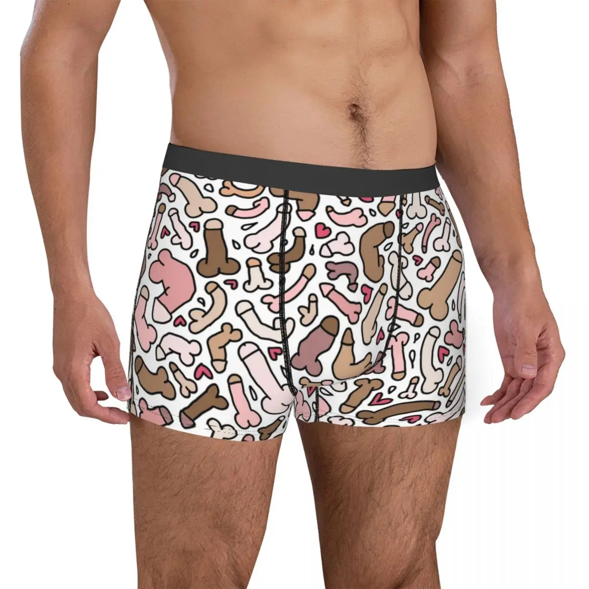 Men Modern Cute Penis Design Boxer Shorts Panties Breathable Underwear Cartoon Male Sexy Plus Size Underpants