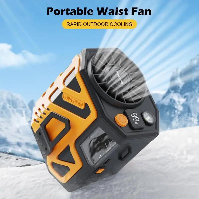 Portable Waist Fan Bladeless Electric Fan 6000mAh USB Charging Waist Hanging Fan With Rotating Speed Control For Camping Travel