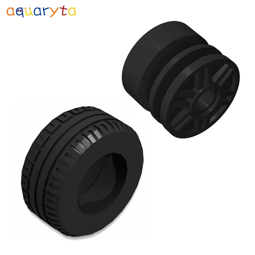 Technological Tire Wheel DIY Car Truck Building Block 18x14mm Wheel Hub 30.4x14mm Tire MOC Part Compatible with 58090 55981