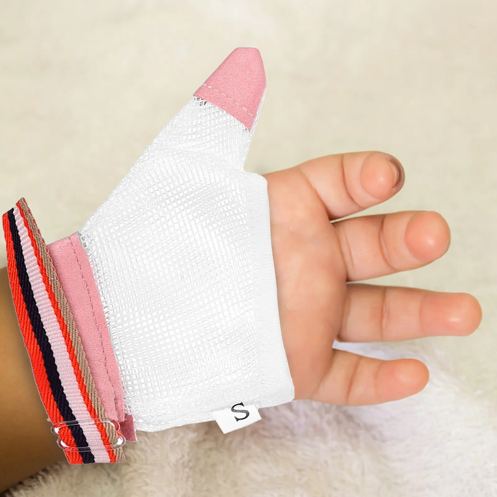 

2Pairs Baby Anti-Sucking Gloves Adjustable Infant Stop Finger Sucking Protective Breathable Mesh Nylon Baby Thumb Protector
