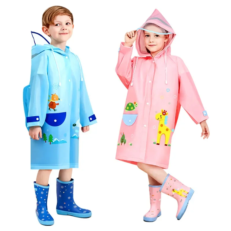 Poncho de chuva de corpo inteiro infantil, EVA Mackintosh com mochila, desenhos animados dinossauro desenhos animados, chuva engrenagem, apto para bebê estudantes