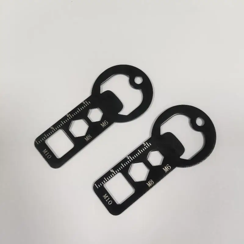 Multifunctional EDC Keychain Tool - Bottle Opener, Hex Wrench (M6/M8/M10), Ruler & Seat Belt Buckle, Stainless Steel Multi-Tool