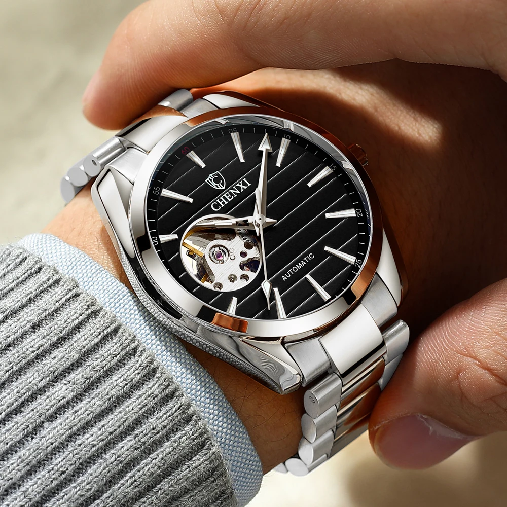CHENXI Top Luxury Brand Men Mechanical Wristwatch Automatic Watch Men Business Stainless Steel Waterproof Watches