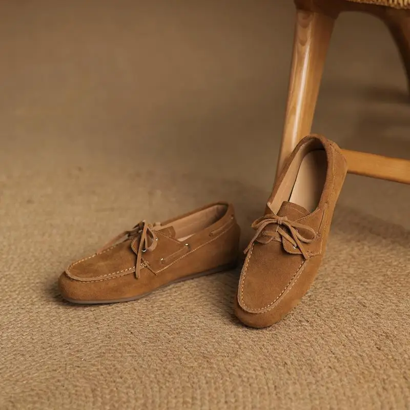 MORAZORA Size 35-43 Ins Hot Genuine Leather Flat Shoes Women Suede Brand Desgin Casual Flats Fashion Ladies Loafers 4 Colors