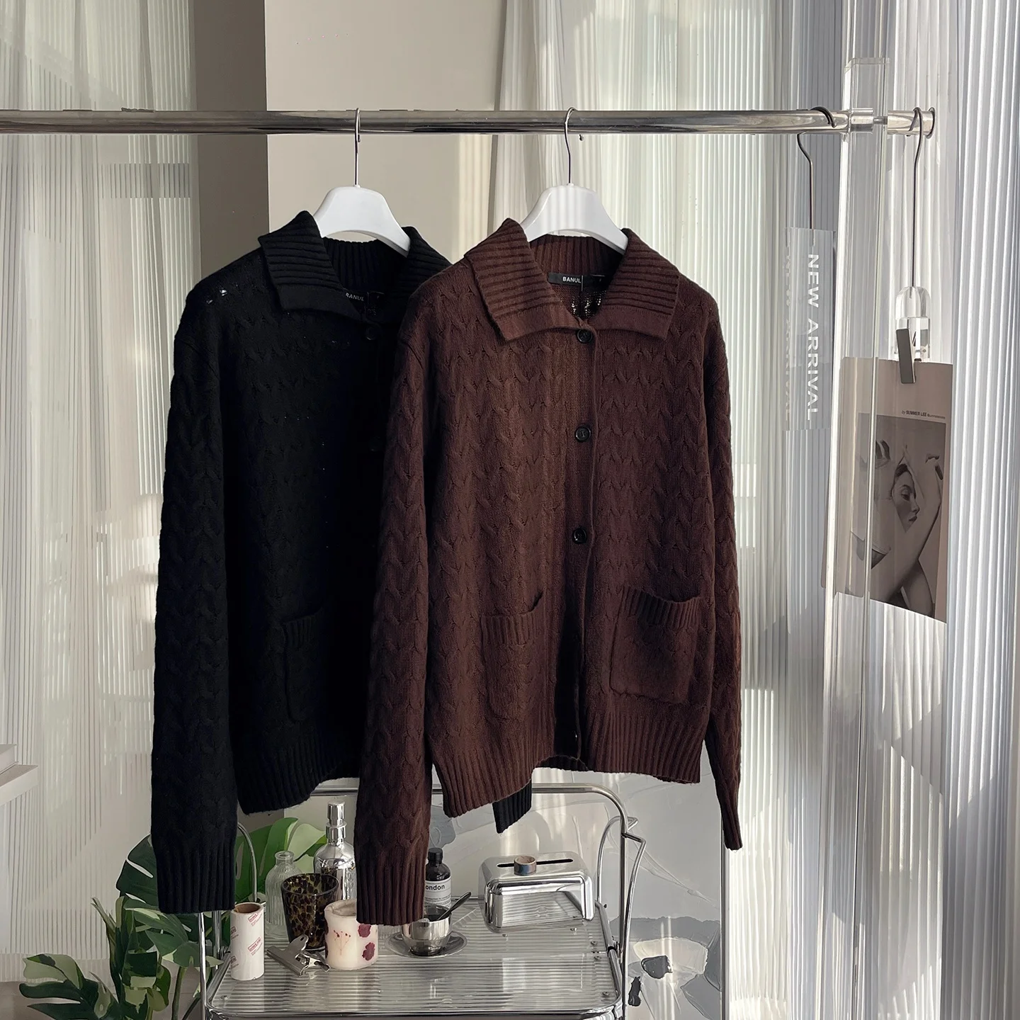 

Woolen Open Cardigan Collared Design Versatile Commute Friendly Slimming Knitted Top Women's Faion Korean Sle Long Sve