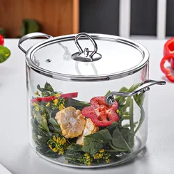 High Borosilicate Glass Pot Transparent Household Boiling Pot Double Ear High-Temperature Resistant Noodles and Soup Pot