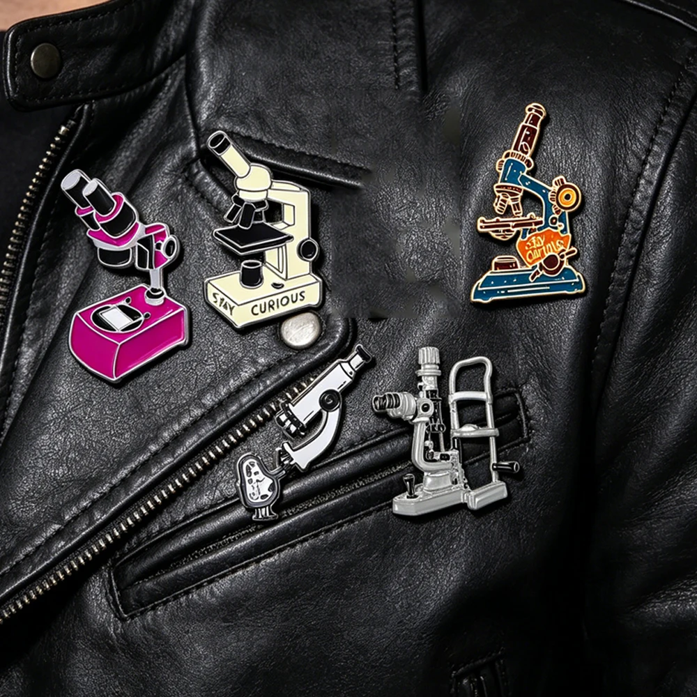 Catuni Cartoon Microscope Pin Laboratory Research Tool Enamel Brooch Backpack Fashion Accessory  Gift For Both Men And Women