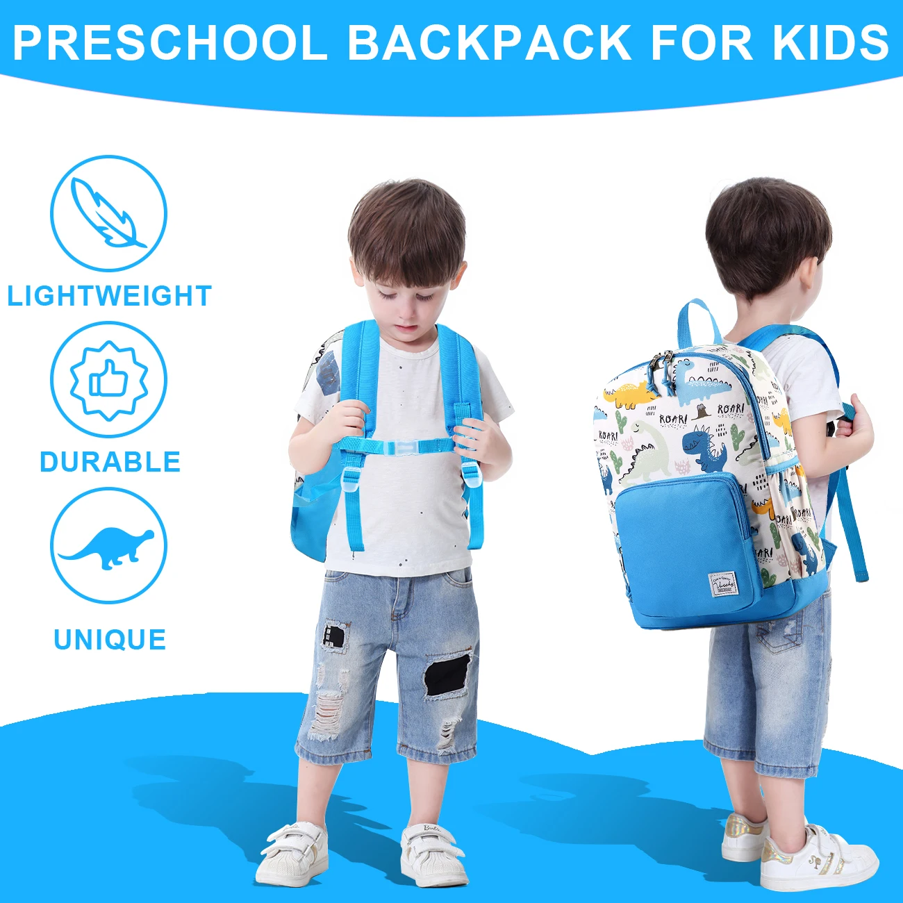 Kids backpacks, Cute Lightweight Water Resistant Preschool Backpack for Boys and Girls Chest Strap