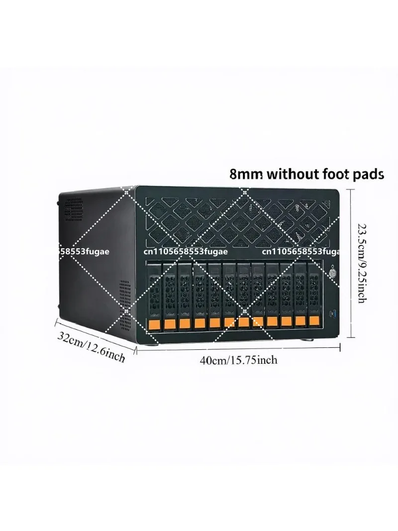 12 Bay Hot Swap Server Chassis, ATX Motherboard NAS Storage Case for Network Data Industrial PC
