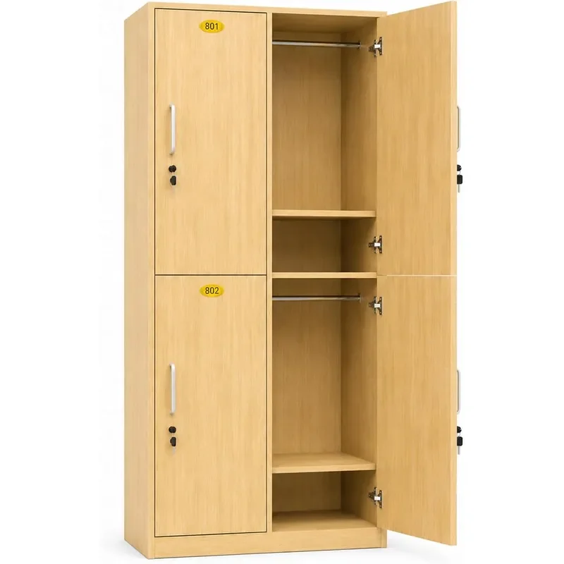 Employee Locker Cabinet with Key Locks Wood Storage Locker