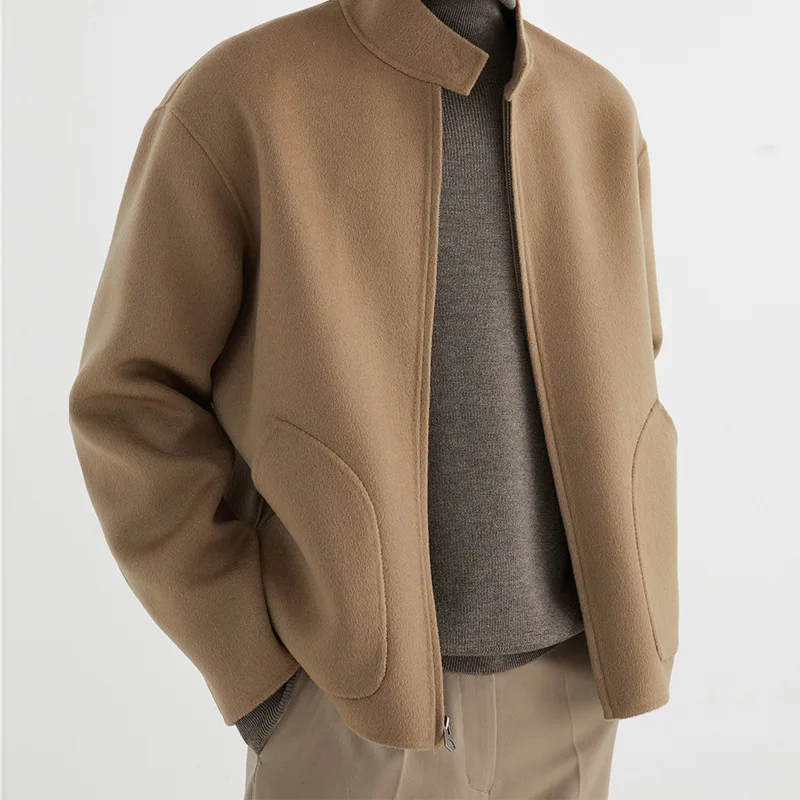 

DAVIDSHAO Top Quality EU US Size Luxury Autumn Winter Fashion Trendy Mens Casual Suit Blazer Jackets Stand Collar Woolen Jacket