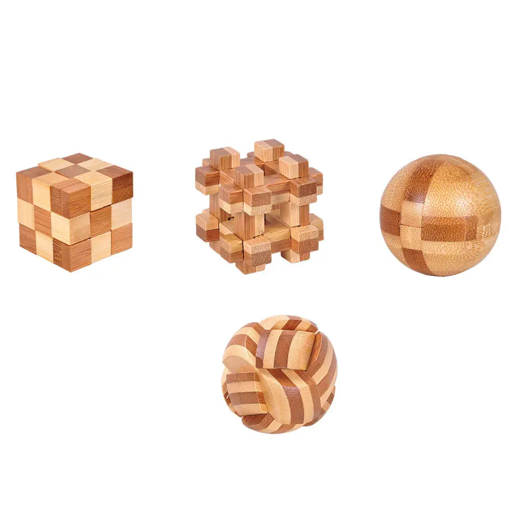 

4Pcs Kongming Lock Bamboo Traditional Puzzle Teaser Game Educational Intellectual Development Concentration