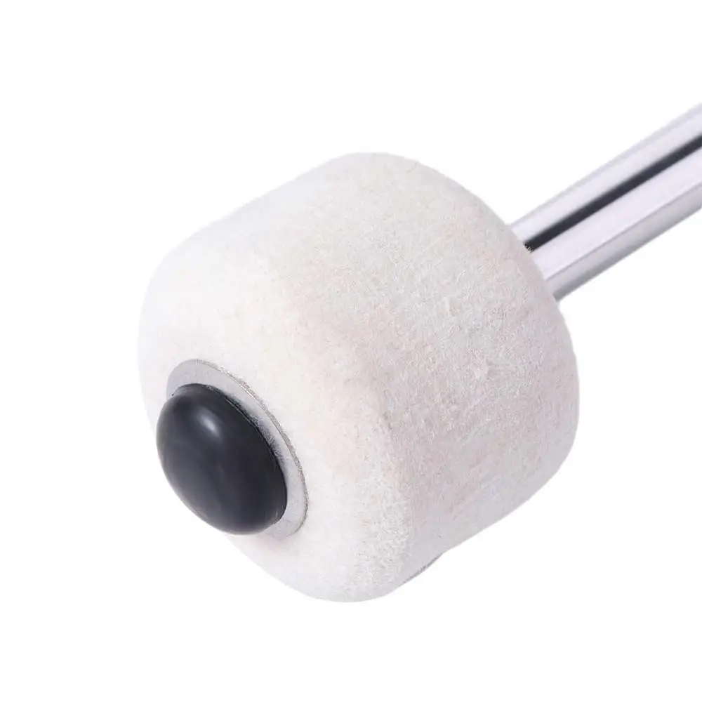 1Pc Stainless Steel Bass Drum Mallet Ergonomics Handle White Classic Metal Drum Stick Timpani Hanging Rope Instrument Sticks