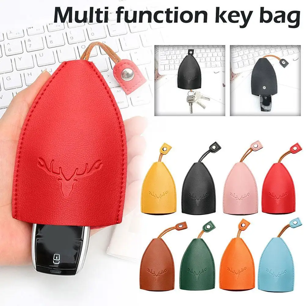 Christmas Elk Key Box Cute Pull Out Key Wallets Case PU Leather Key Case Pull Type Pocket Key Holder For Keys Leather Keychain