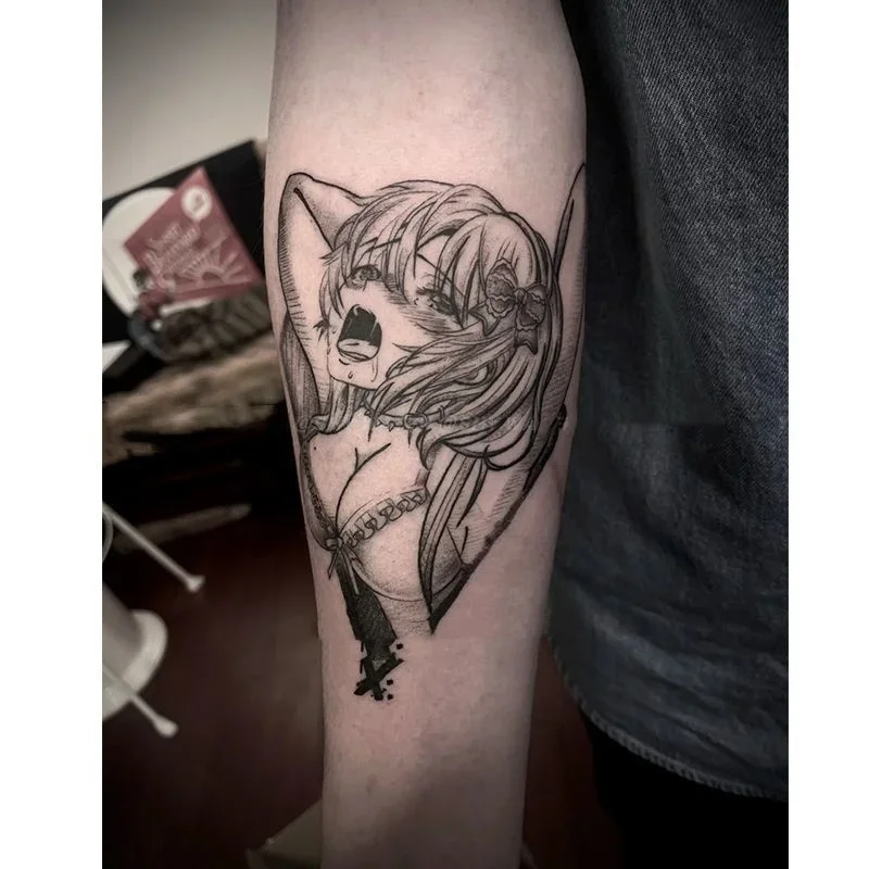 

Anime Crying Girl Herbal Juice Temporary Tattoos Cumslut Waterproof Long-Lasting Fake Tattoo Sticker for Woman Man