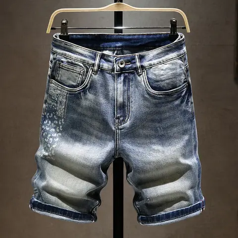 Men's summer stretch slim denim shorts Brother Wang