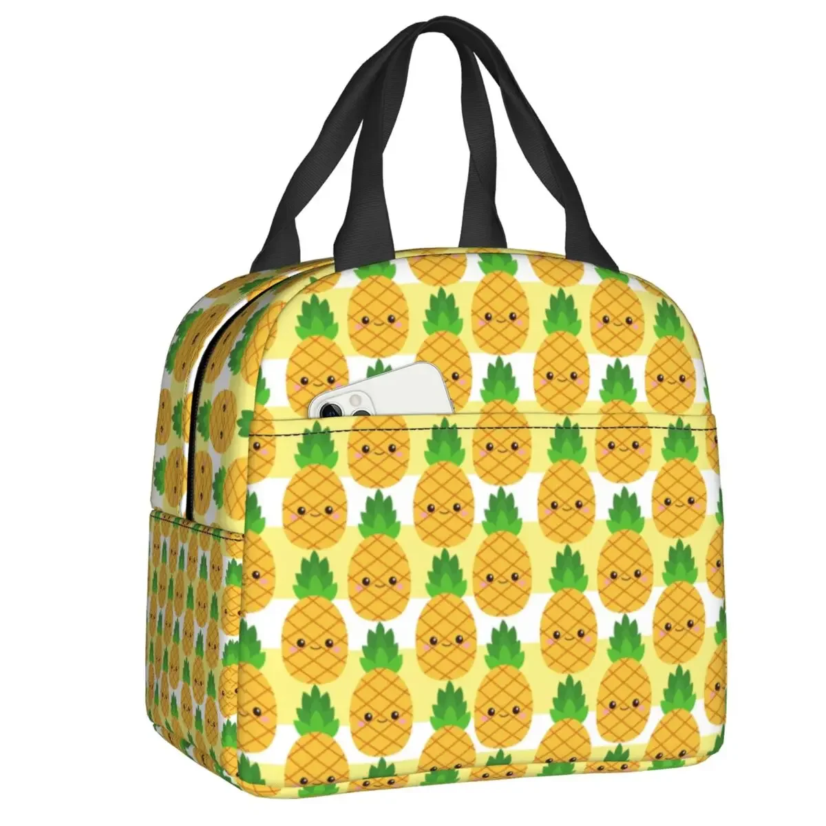 Abstract Pineapple Seamless Pattern Thermal Insulated Lunch Bag Lunch Container for Work School Travel Multifunction Food Box