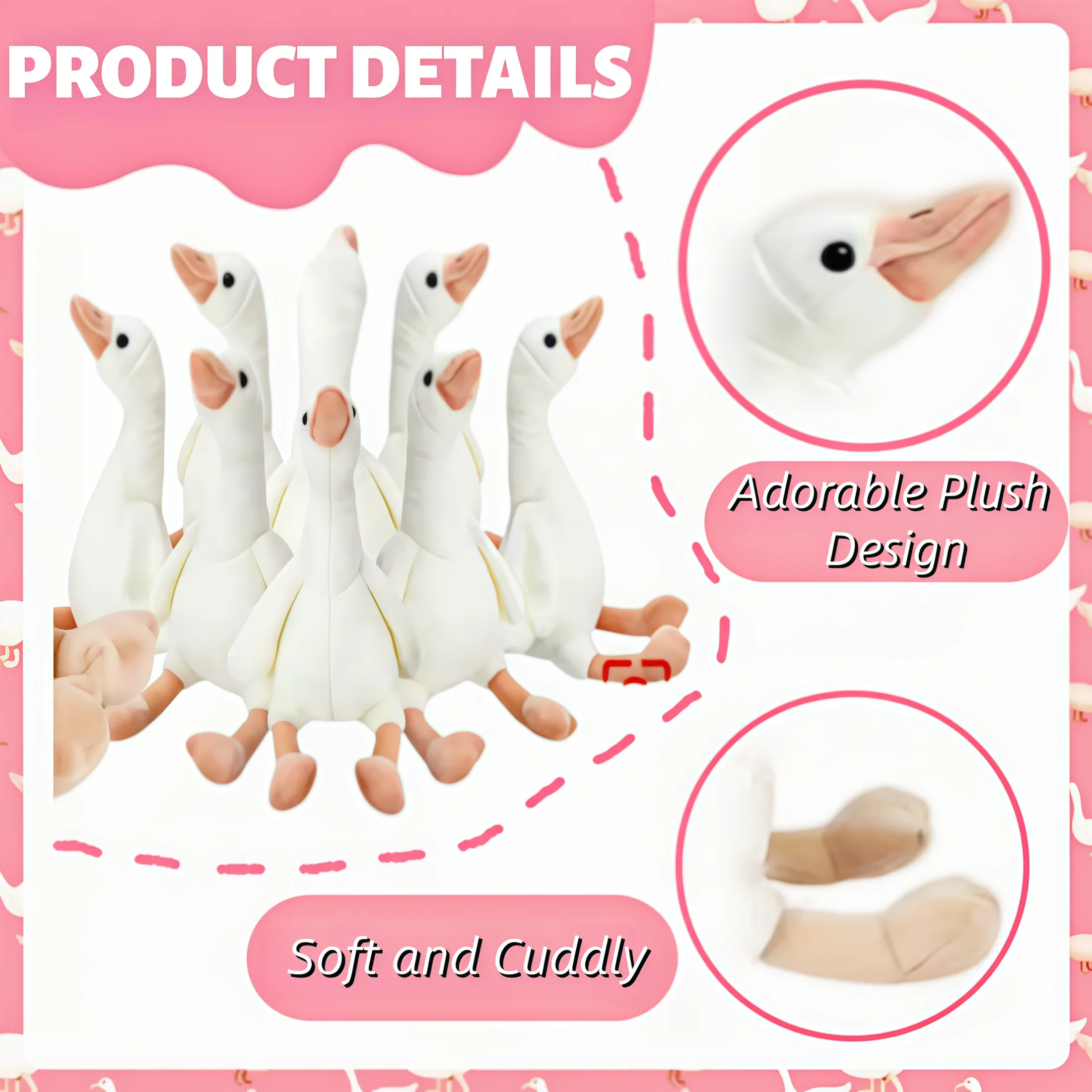 6/16 Set Adopt a Goose Party Favor 11.8 Inch Goose Stuffed Animal with Mini Hat Ribbon for Baby Shower Birthday Silly Goose One