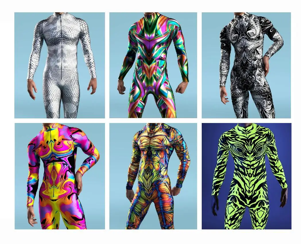 3d Print Vakantie Feest Mannen Kinderen Cyberpunk Regenboog Jumpsuit Dragen Onesie Halloween Cosplay Kostuum Elastische Bodysuits Rompers