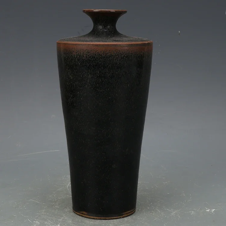 

Song Dynasty Jian Kiln Black Glaze Plum Vase Antiques Old Porcelain Retro Flower Vase Vaso Porcelana Vintage