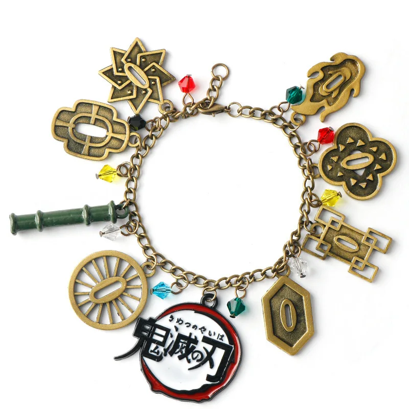 Anime Demon Slayer Charm Bracelet For Women Men Evil Kamado Tanjirou Figure Bangle Bracelet Adjustbale Chain Jewelry Gifts