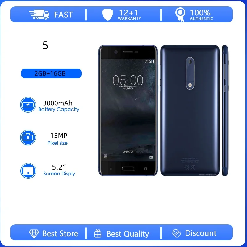 Teléfono móvil desbloqueado, reacondicionado, original, 5, 13MP, 4G, 5.2 pulgadas, con huella dactilar, idiomas ruso, árabe y hebreo.