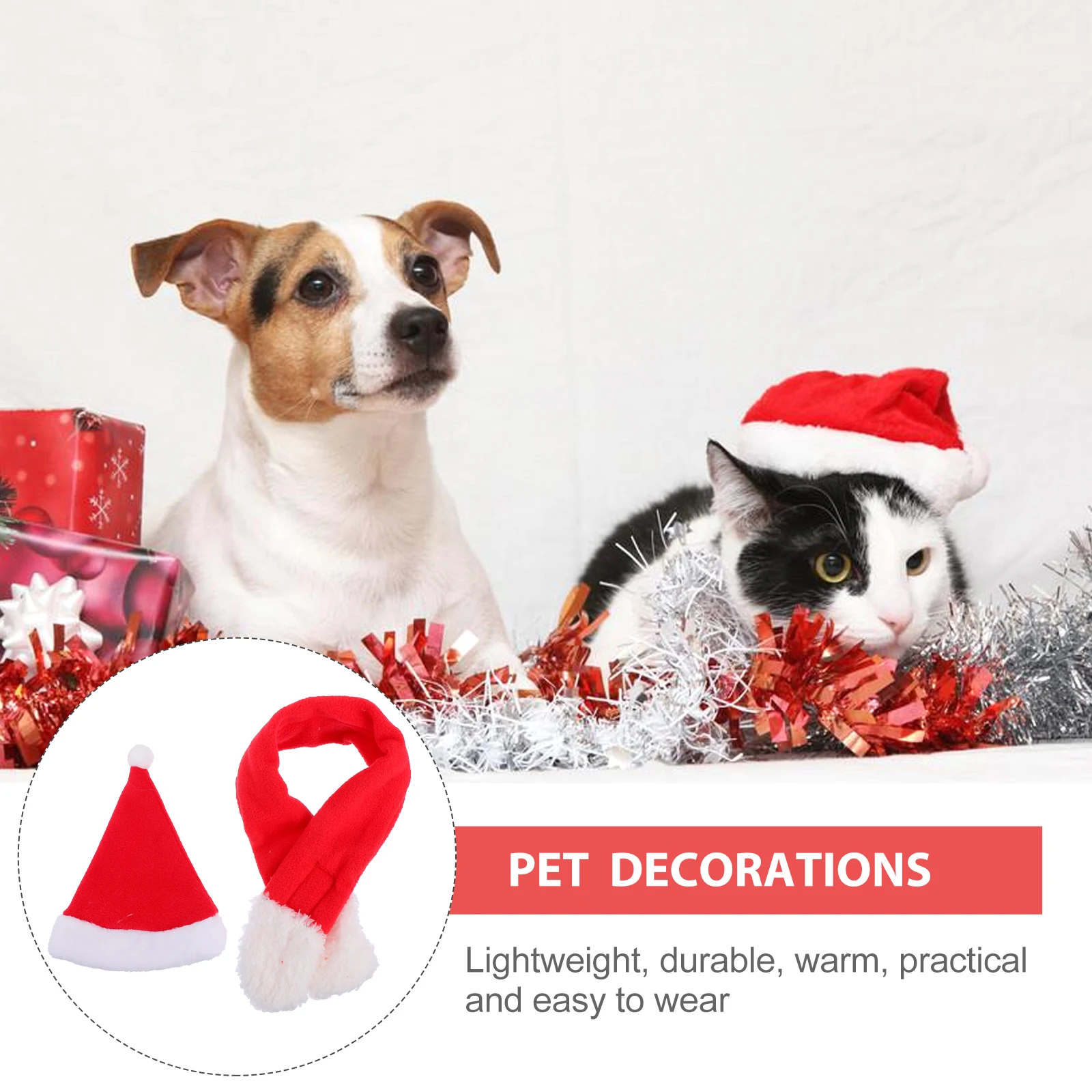 

1 set Christmas Pet Scarf Hat Set Dog Outfits Decorations Accessories Warm Lightweight Durable Holiday Theme Pet Supplies
