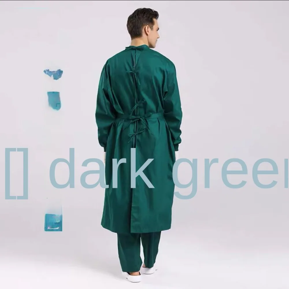 Men's and Women's Light Blue Dark Green Long-sleeved Surgical Gown Hospital Operating Room Reinforced Isolation Surgical Gown