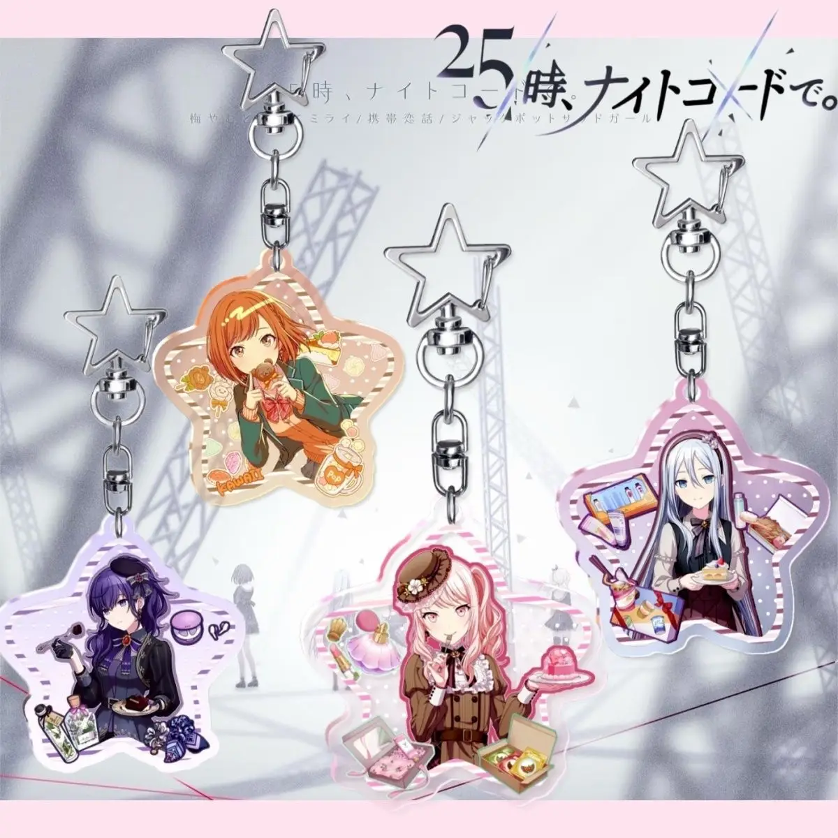 أنيمي مشروع Sekai المفاتيح الكرتون Yoisaki Kanade Akiyama Mizuki Kamishiro Rui الاكريليك قلادة كيرينغ مجوهرات اكسسوارات