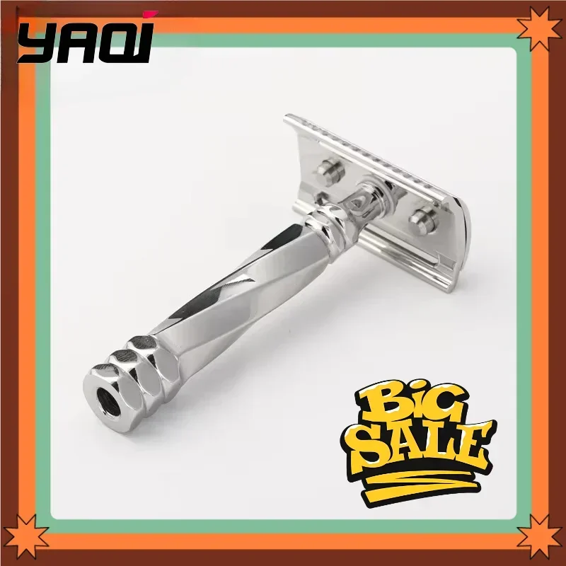 2026 Yaqi Beard Shaver Cerberus Stainless Steel Safety Razor 0.65mm Blade Gap Cerberus Stainless Steel Safety Razor 77mm Handle