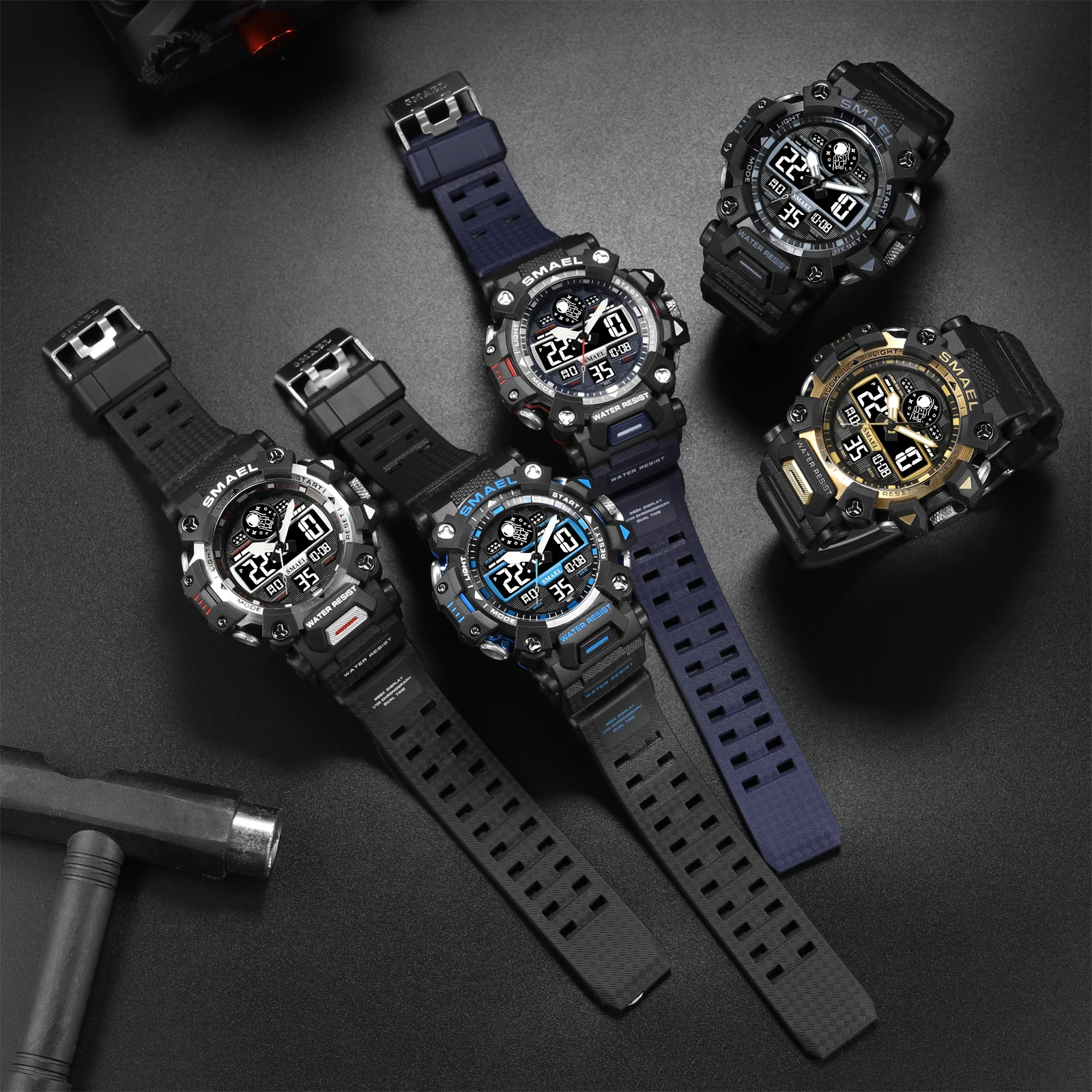 SMAEL Brand Men Sports Watches 50m Waterproof Digital Clock New Men Military Watch Army  8078 Led Quartz Watch Men Wristwatches