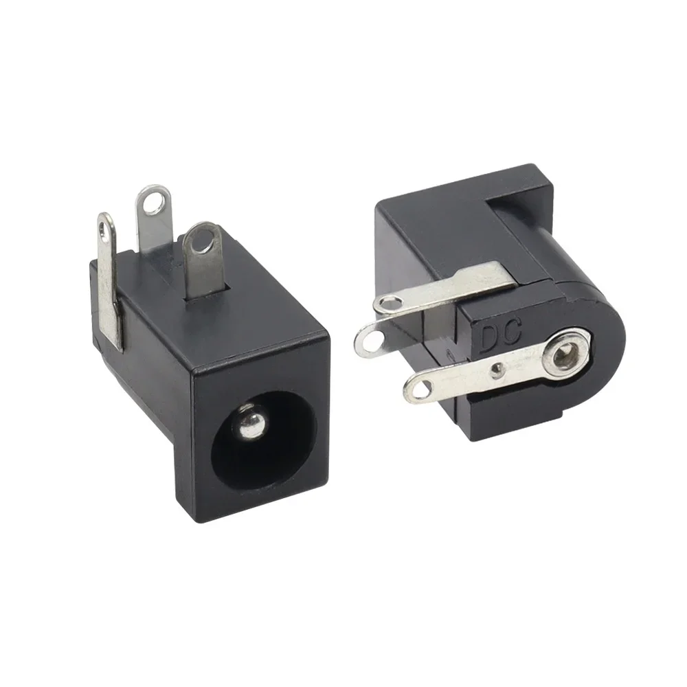 10pcs DC-005 Black 5.5x2.1mm  DC Power Jack Socket DC Connectors Supply Barrel-Type Right Angle PCB Mount Terminal