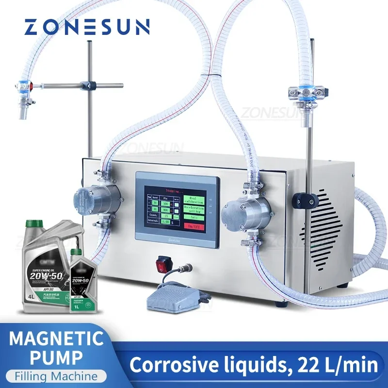 ZONESUN ZS-G25A2 Liquid Filling Machine Magnetic Pump Corrosive Fluids High Flow Rate Bottle Barrel Detergent Beverage Shampoo