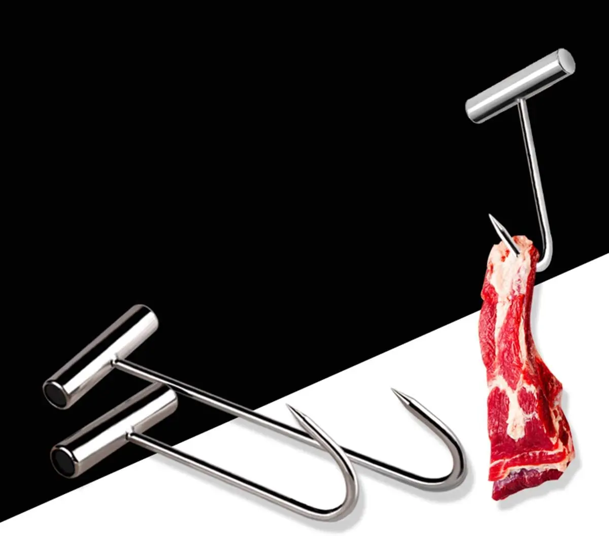 Aço inoxidável T-Handle Meat Boning Hook, açougue, restaurante BBQ Tool, 1pc