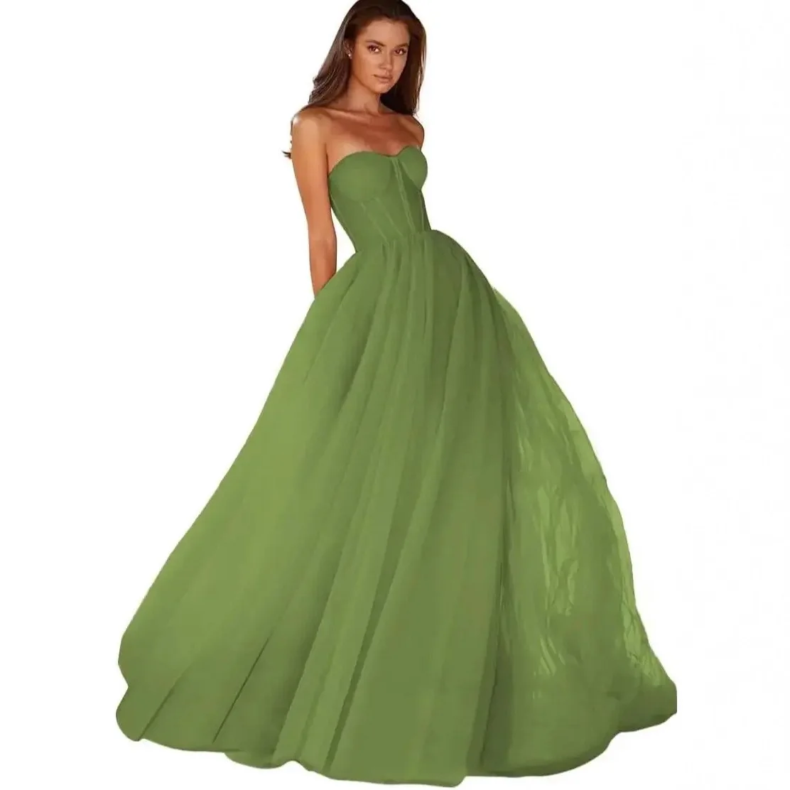 

Sweetheart Strapless Ball Gown Prom Dress For Women Dresses A-Line Tulle Long Women Formal Evening Party Gowns Lace up Back New