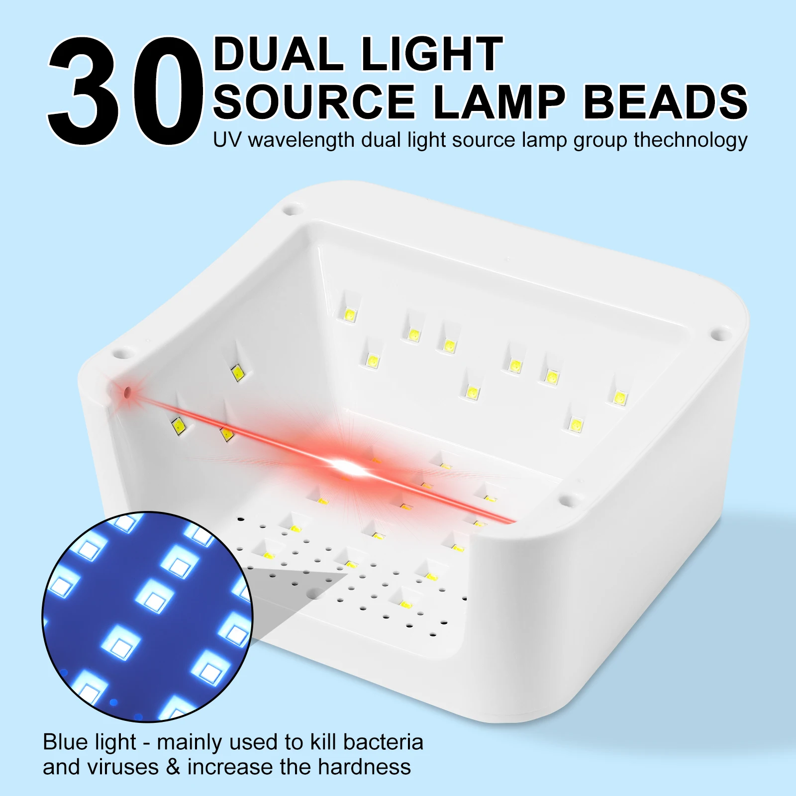 โคมไฟเล็บ LED UV มืออาชีพแบบชาร์จไฟเล็บเจลพร้อมโหมดจับเวลา 4 โหมดและเซ็นเซอร์อัตโนมัติโคมไฟขัดเจลเล็บ