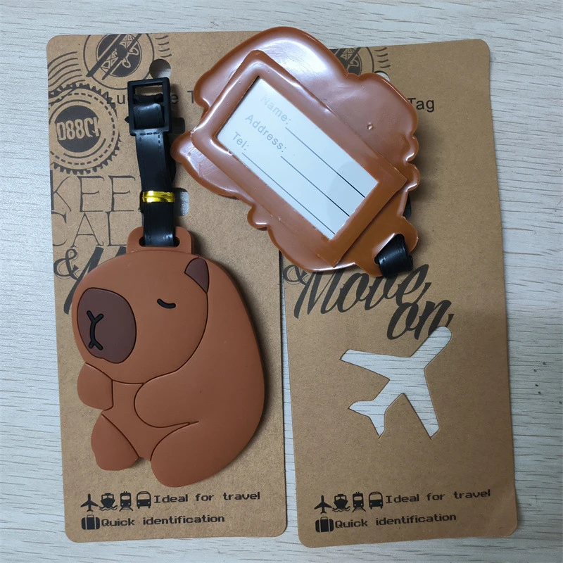 

Kawaii Cute Capybara Luggage Tag Women Travel Accessories Cartoon PVC Luggage Label Men Portable Anti-loss Address Name Tag