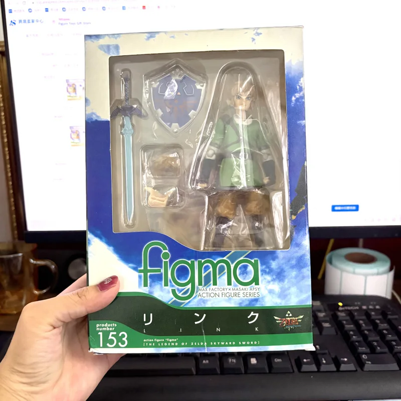 피그마 153 젤다 피규어 링크 브레스 오브 더 와일드 디럭스 에디션 스카이워드 링크 액션 피규어 레전드 게임 애니메이션 장난감 16cm