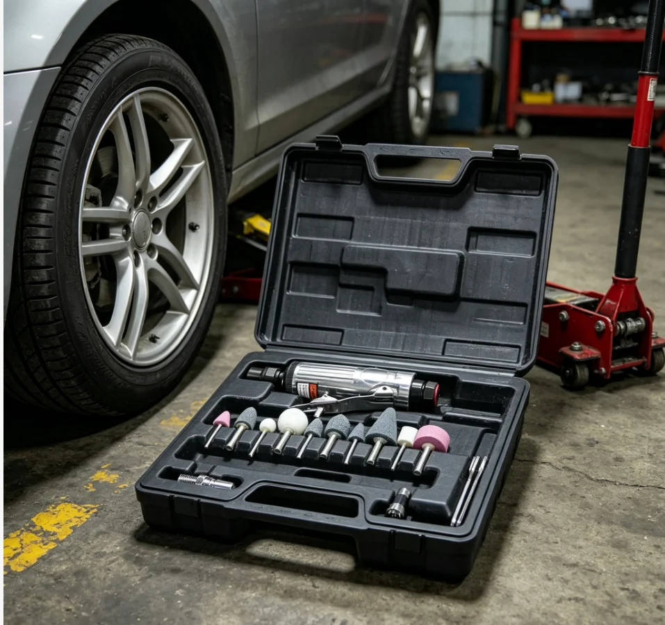 16個-セット-1-4インチ-車用エアコンプレッサー-90psi-グラインダーマシン-タイヤロータリーストーンツールキット-高速研磨空気圧ツール
