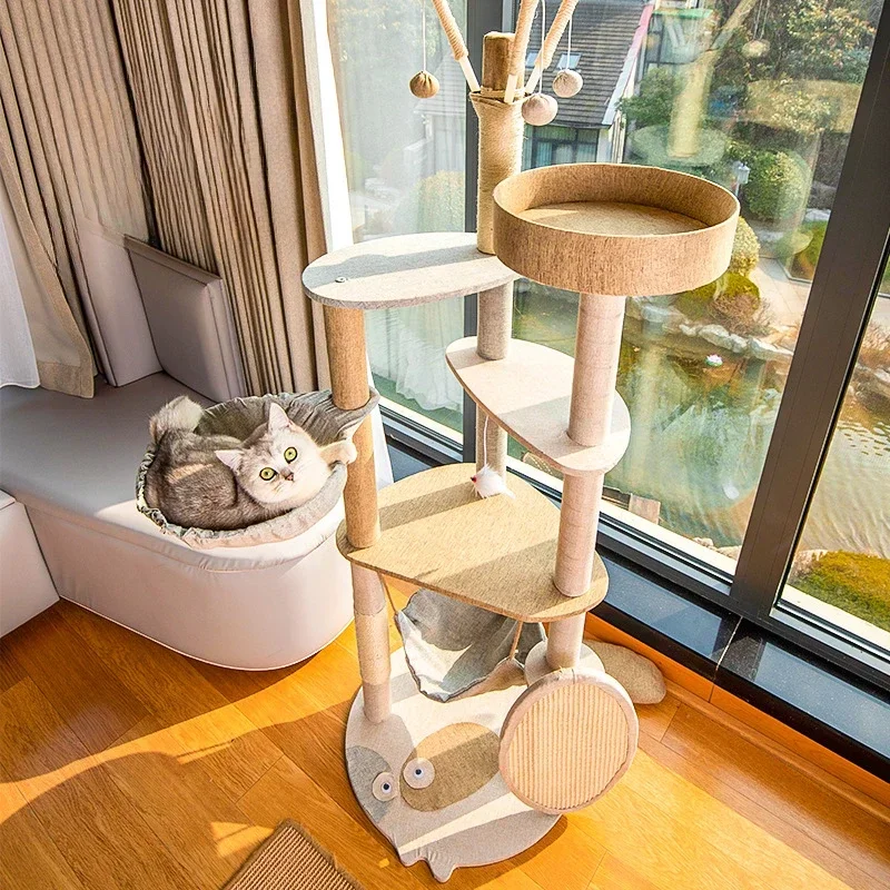 

Multifunctional Cat Climbing Frame Large Cat Scratching Post Cat Nest Cat Hammock Cat Jumping Platform Castle for Cats