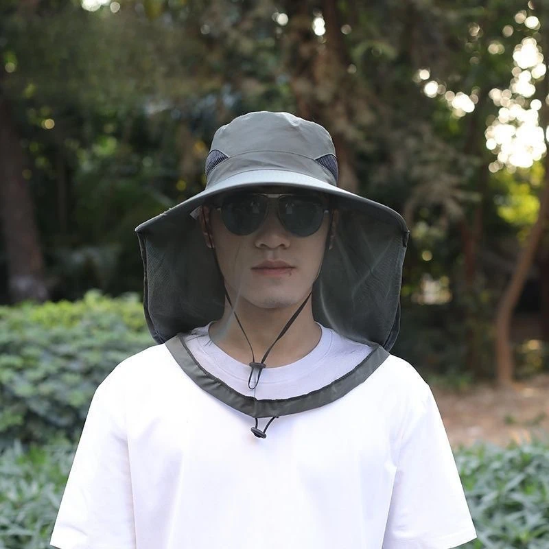 

Маска против комаров, мужская летняя шляпа-ведро для рыбалки на открытом воздухе, защита от солнца, шаль, мужская шляпа от солнца