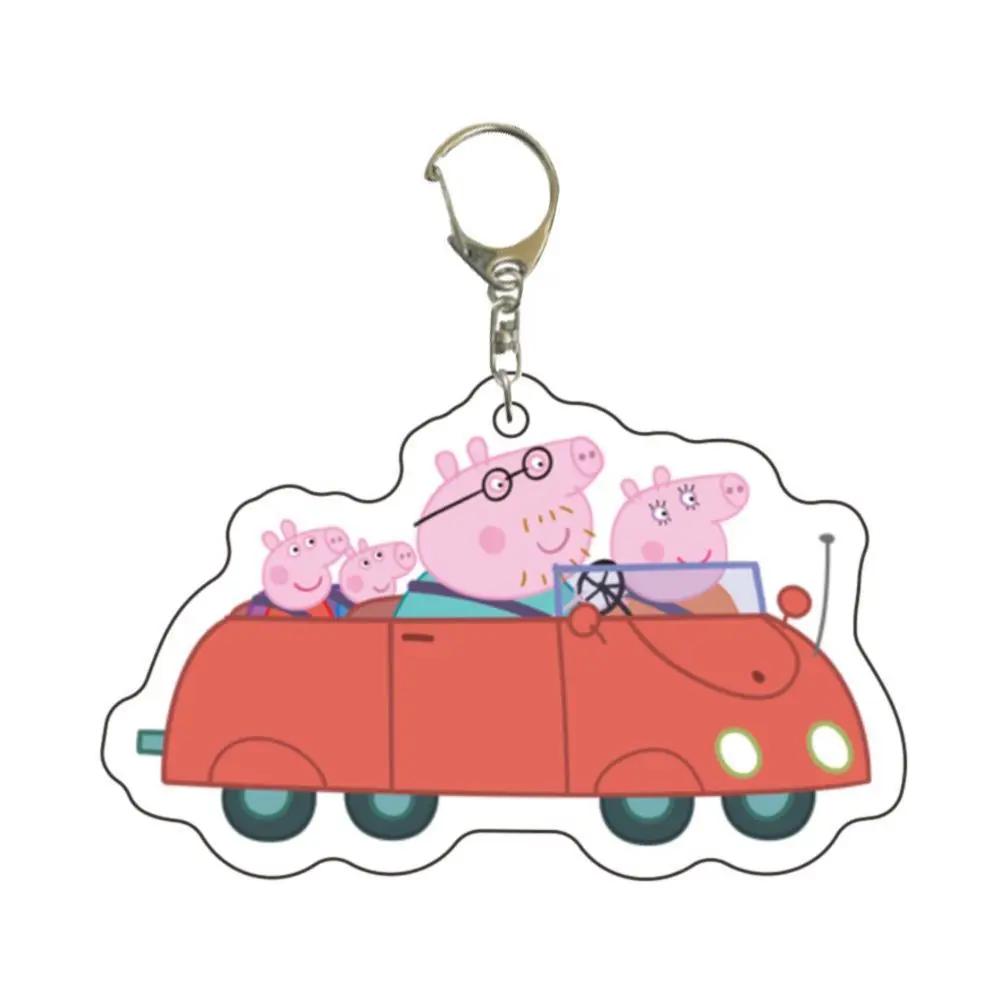 5cm Peppa Pig George Keychain Action Anime Figures Acrylic Cartoon Couple Small Pendant Keychain Schoolbag Pendant Kawaii Gift