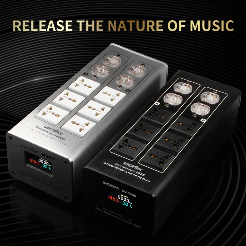 QINCROWN Strip Daya AC 3000W Tampilan LED HiFi Auido Soket Pengurang Kebisingan Amplifier Pembersih Kondisioner Filter Daya AS