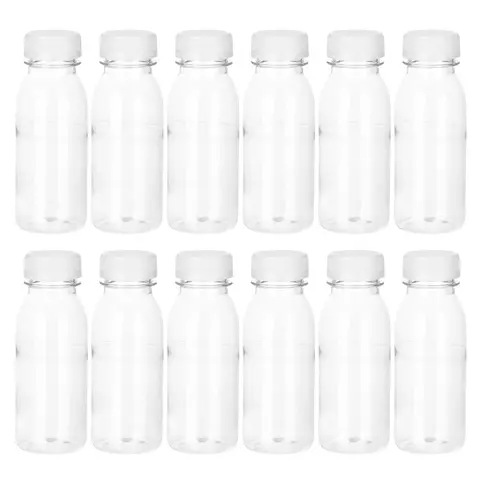 Thickened 12pcs Plastic Juice Bottle Portable Beverage Bottle Fruit Tea Bottles Milk Packaging Bottle 200ml